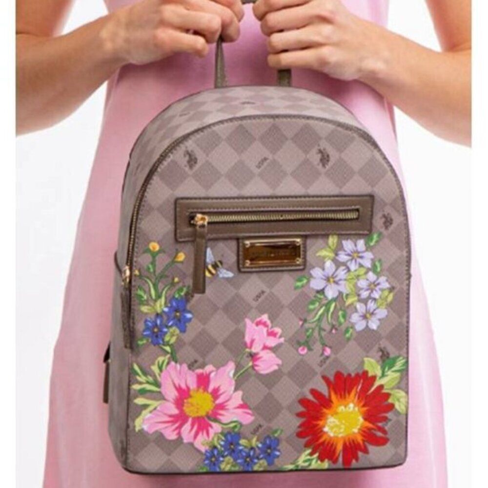 US POLO FLORAL DIAMOND‎ BACKPACK Taupe Natural